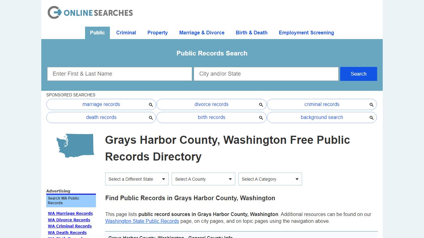 Grays Harbor County, Washington Public Records Directory