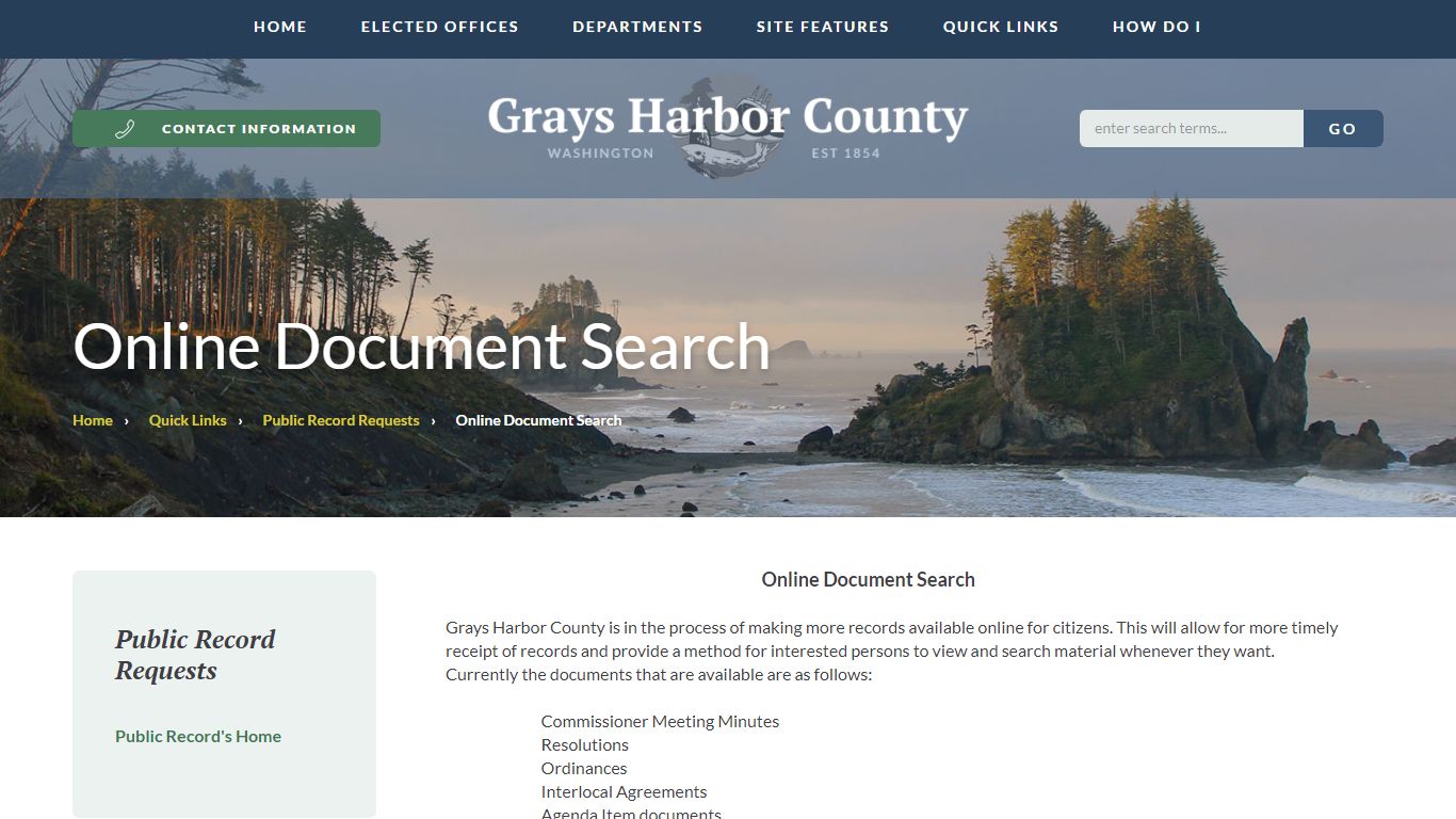 Online Document Search - Grays Harbor County, Washington